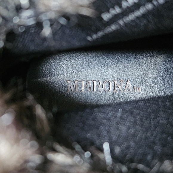 Merona Jaden Faux Suede Shearling Black Wedge Lace Up Boots Size 8 - Picture 8 of 9